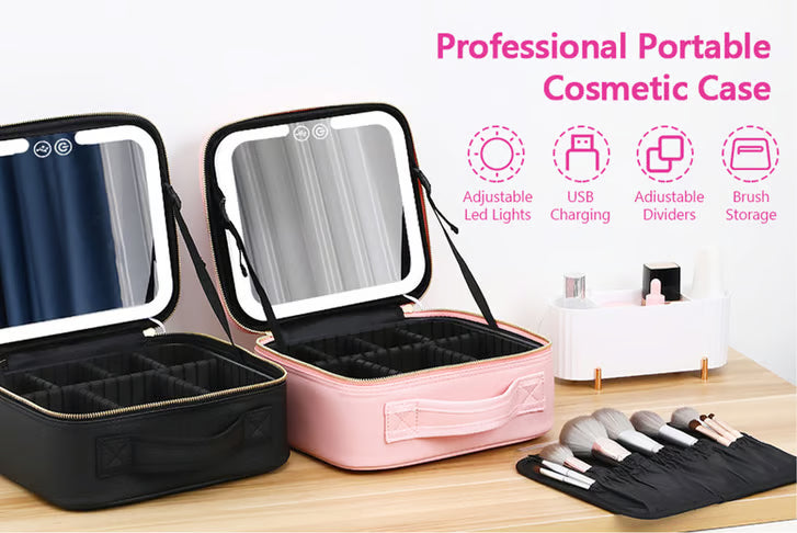 Royleza™ Portable LED Light Up Makeup Bag with Mirror