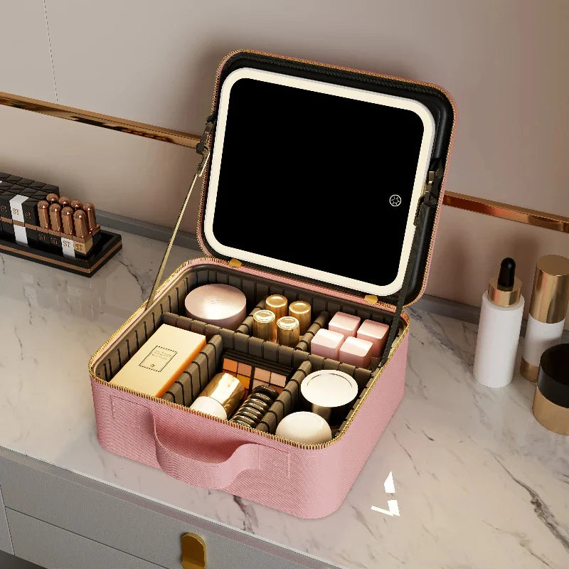Royleza™ Portable LED Light Up Makeup Bag with Mirror